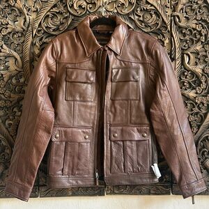 NWT Harley Davidson Men's Portage Brown Leather Riding Jacket Size Small